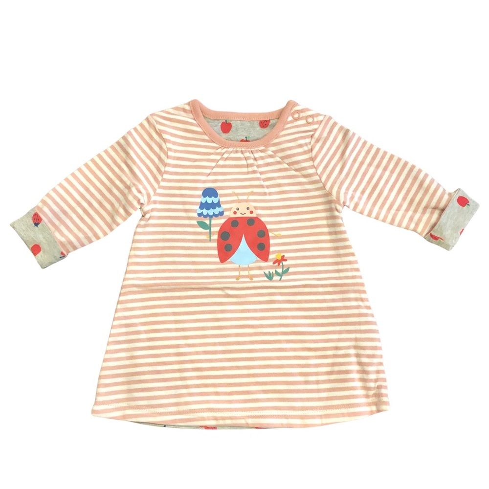Baby Boden Pink Striped Ladybug Dress